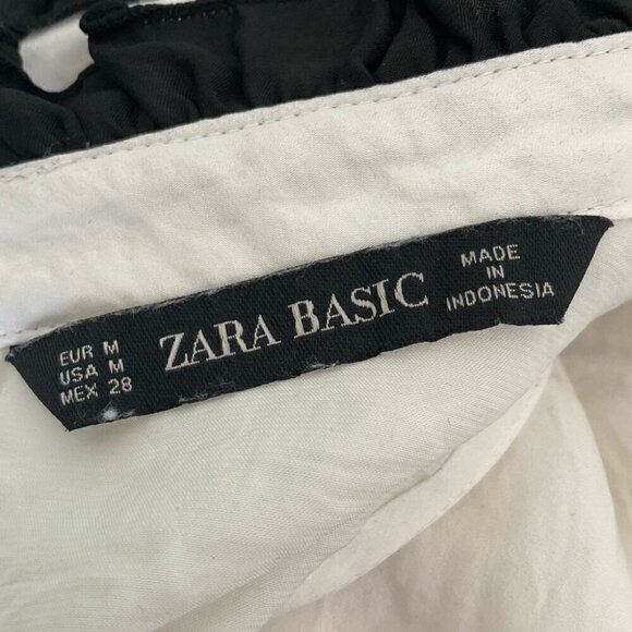 Zara Ivory Blouse with black contrasting ruffles  Size M - Picture 5 of 7